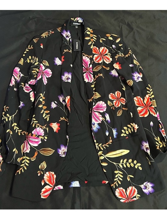 Express Jackets & Blazers - EXPRESS Black Floral Blazer Jacket - Multicolor Flower Print